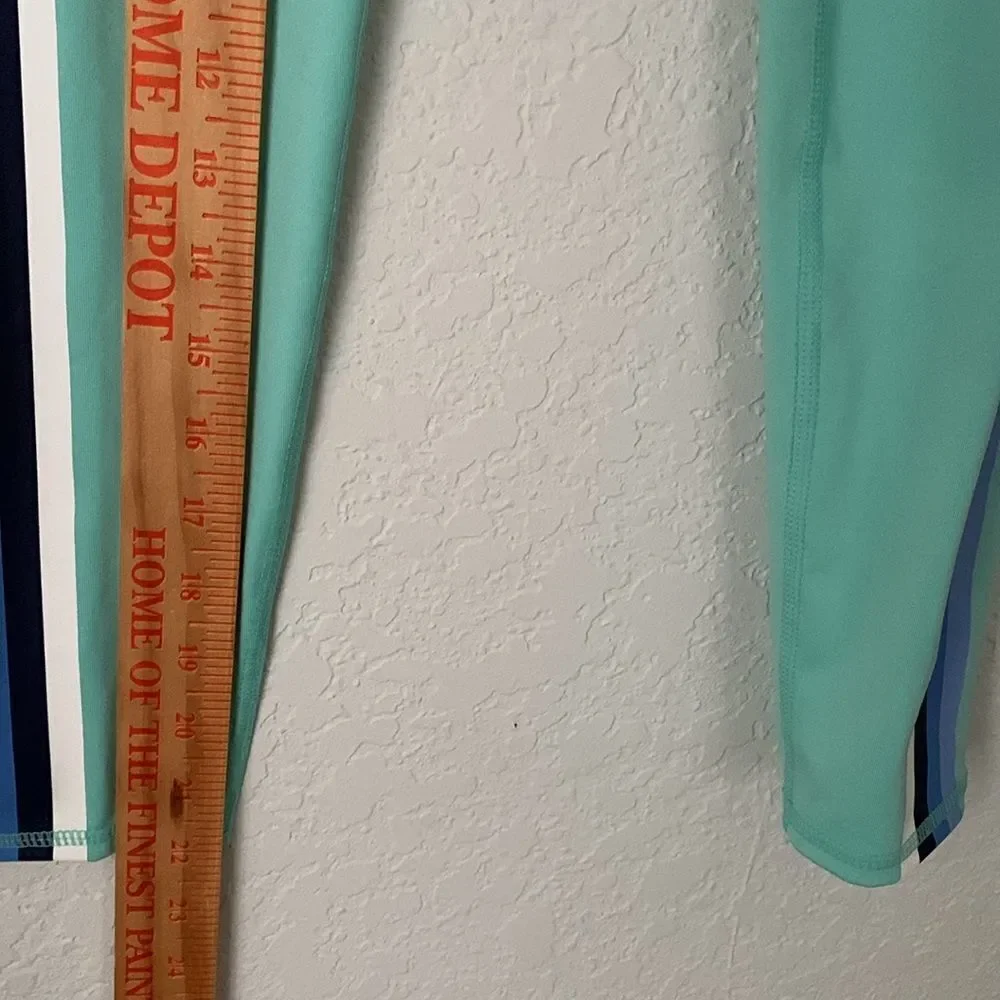 Gap Girls Aqua Leggings with Blue White Stripes Size XL
